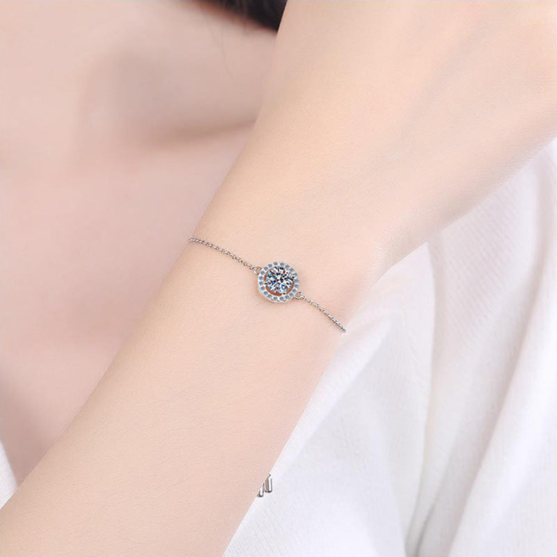 1ct VVS Round Cut Moissanite Bracelet Jewelry 925 Silver Bracelets