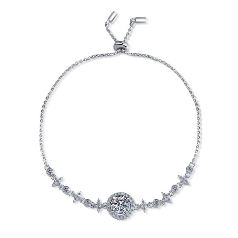 1ct VVS Round Cut Moissanite Bracelet Jewelry 925 Silver Bracelets