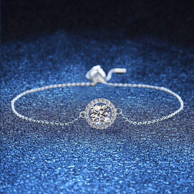 1ct VVS Round Cut Moissanite Bracelet Jewelry 925 Silver Bracelets