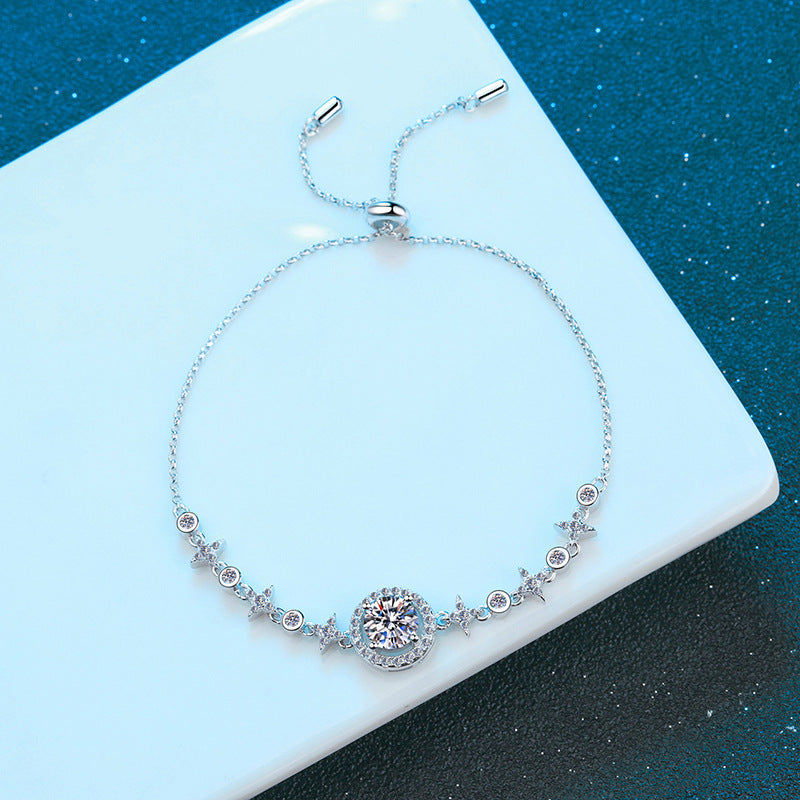1ct VVS Round Cut Moissanite Bracelet Jewelry 925 Silver Bracelets