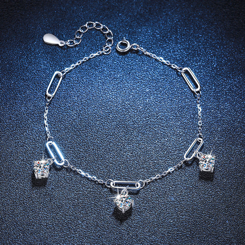 1.5 CT Cut Moissanite Bracelet for Women 925 Sterling Silver
