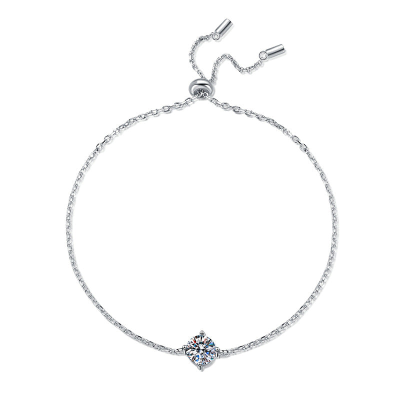 S925 Sterling Silver 1 Carat Moissanite Bracelet Classic Four Claw Ins Style