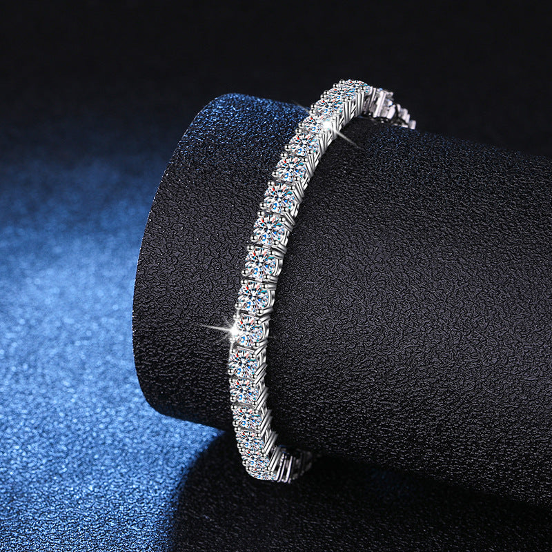 S925 Sterling Silver 1 Carat Moissanite Bracelet Classic Four Claw Ins Style