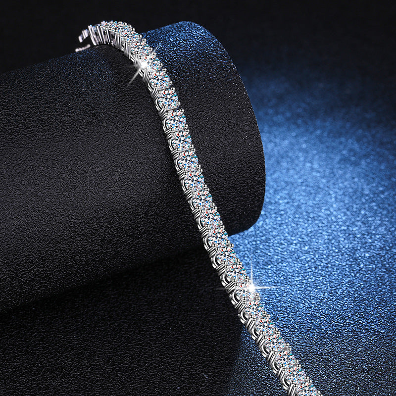 S925 Sterling Silver 1 Carat Moissanite Bracelet Classic Four Claw Ins Style