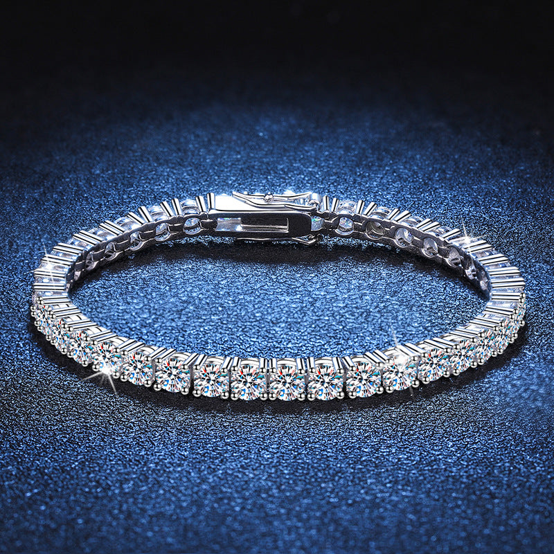 S925 Sterling Silver 1 Carat Moissanite Bracelet Classic Four Claw Ins Style