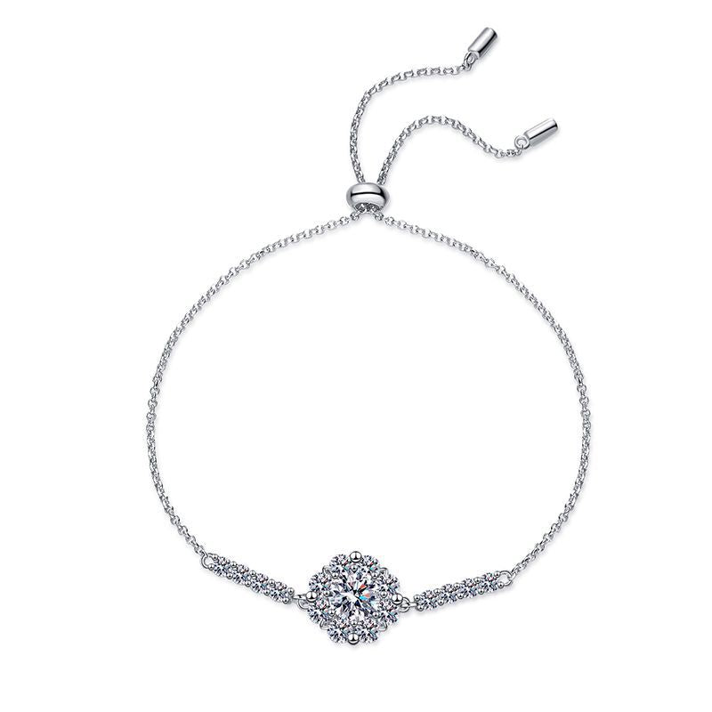 Sunflower D Colour Round Cut Moissanite S925 Sterling Silver Bracelet