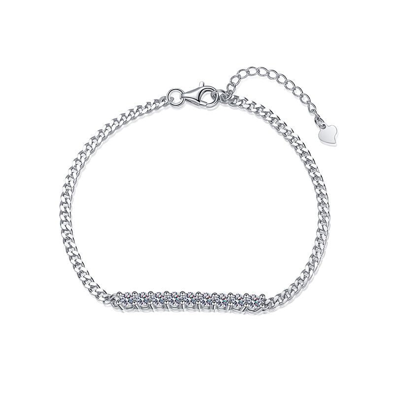 925 Sterling Silver 3mm Round Cut Moissanite Bracelet 0.9ct