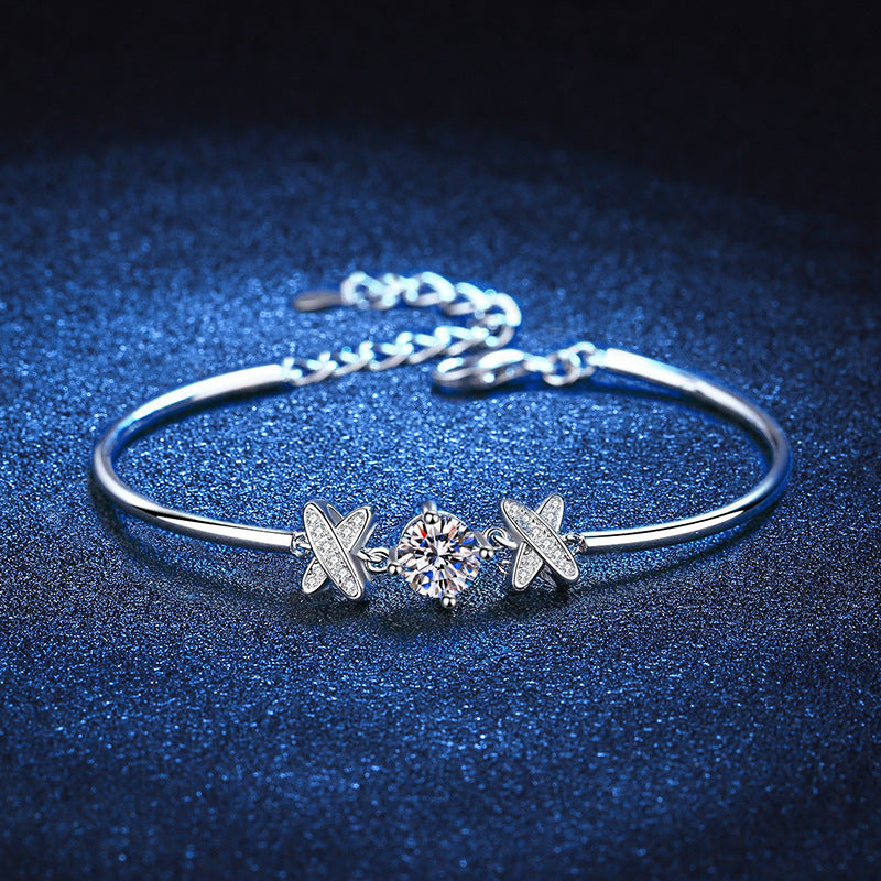 1 Carat Round Cut Moissanite Bracelet Light Luxury S925 Sterling Silver