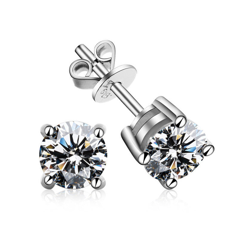 Classic D Color Moissanite Earrings Solid 925 Sterling Silver with GRA Certificate