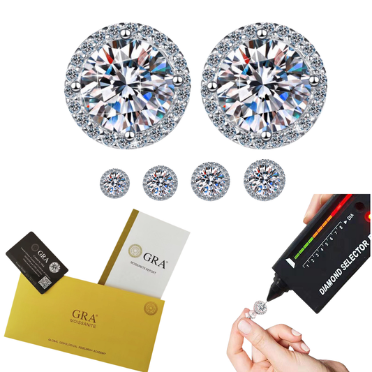 D Color VVS1 Moissanite Earrings Solid 925 Sterling Silver with GRA Certificate