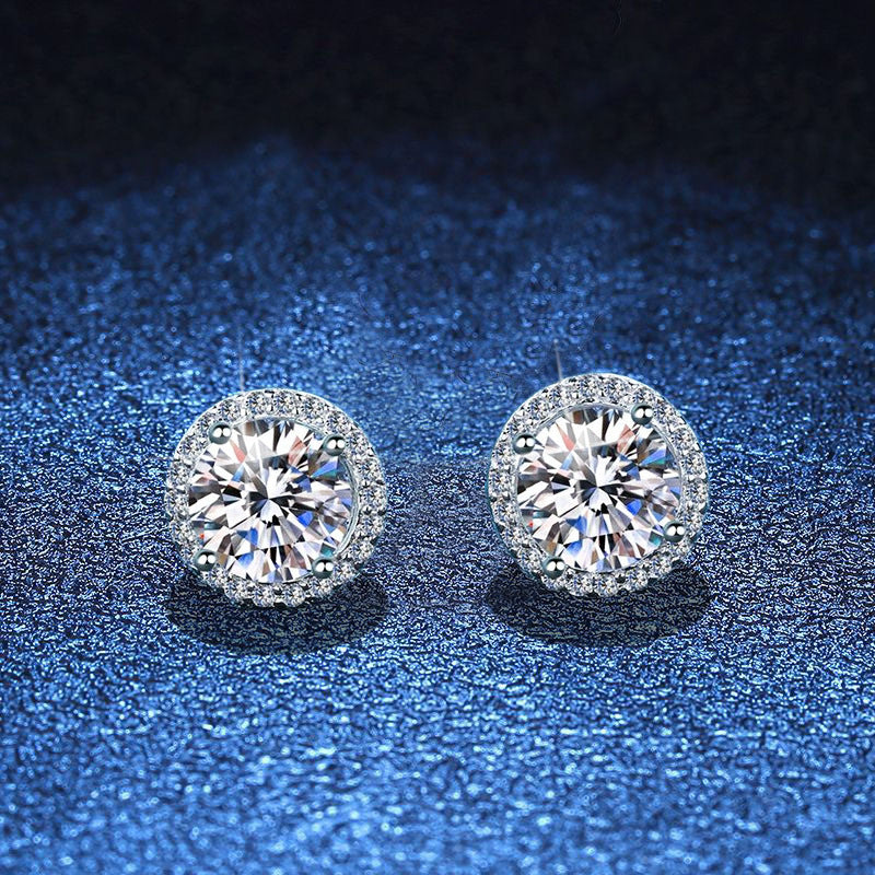 D Color VVS1 Moissanite Earrings Solid 925 Sterling Silver with GRA Certificate