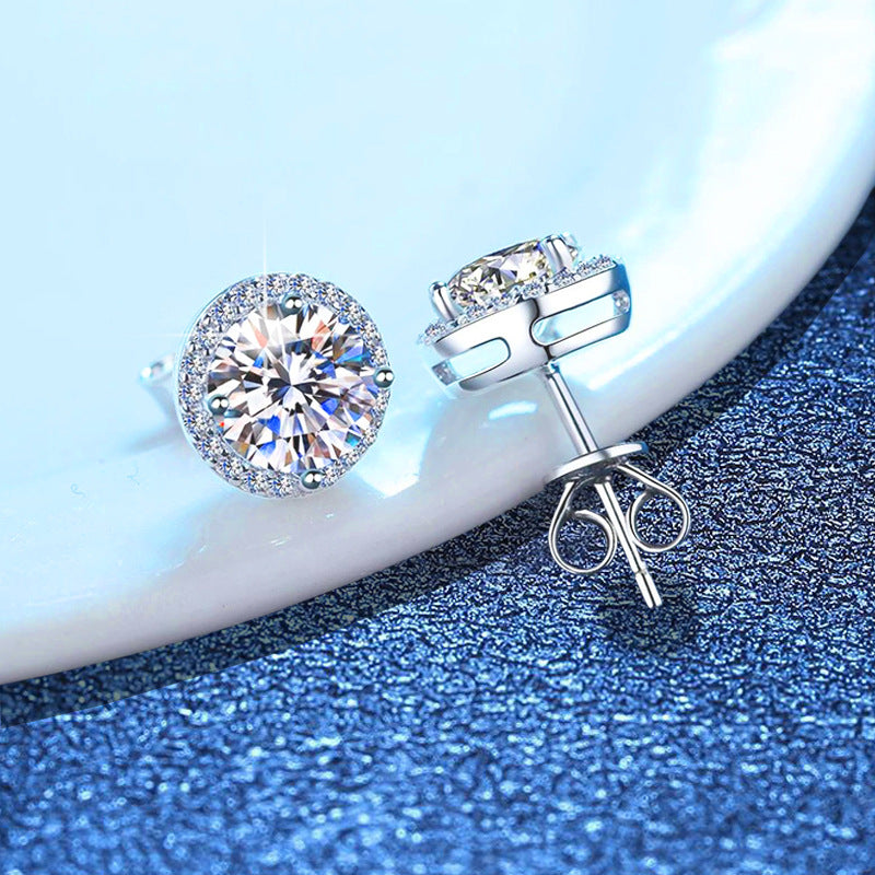 D Color VVS1 Moissanite Earrings Solid 925 Sterling Silver with GRA Certificate