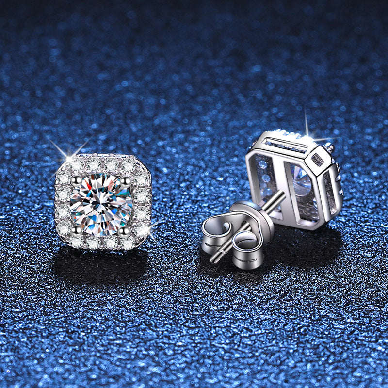 GRA VVS 0.5ct-1ct Moissanite Stud Earrings Cushion Square S925 Silver