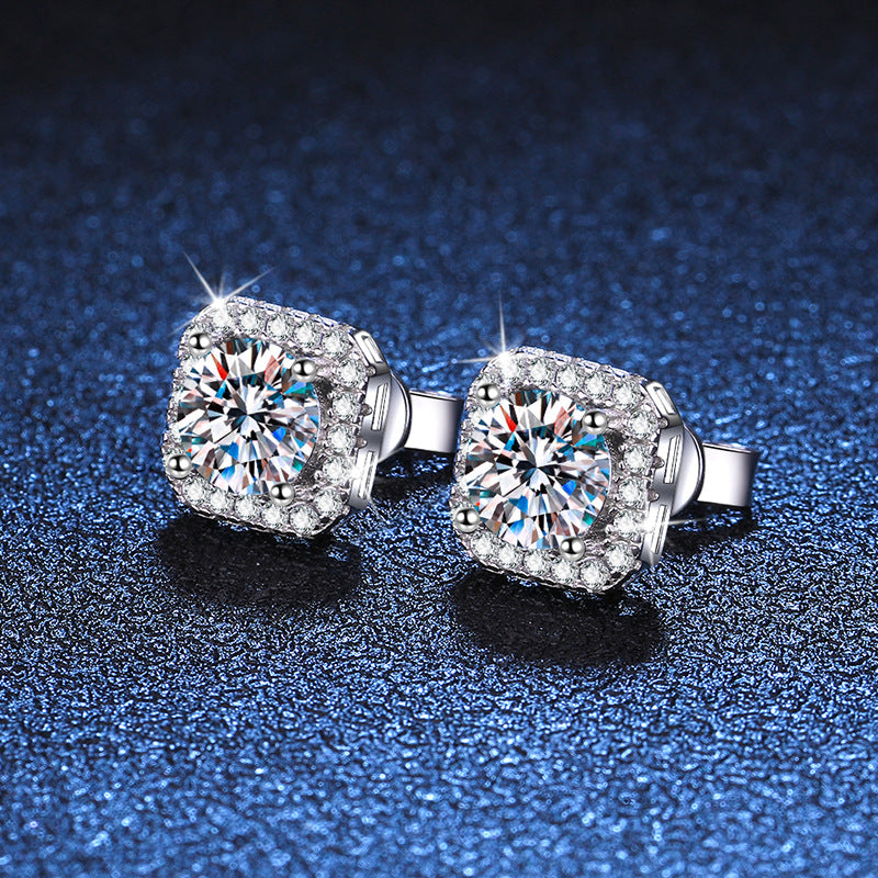 GRA VVS 0.5ct-1ct Moissanite Stud Earrings Cushion Square S925 Silver