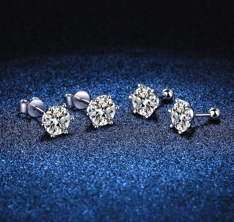 Wholesale Round Cut Moissanites Earrings S925 Sterling Silver VVS D Color Fine Jewelry for Men and Women 0.2/0.3/0.5/0.8/1/2ct
