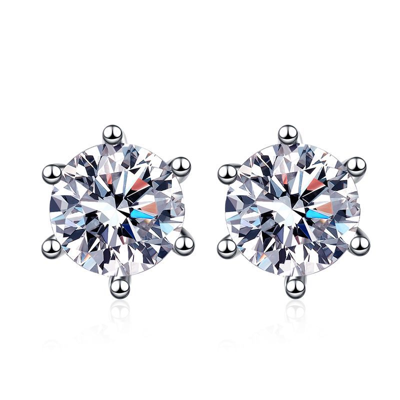 Wholesale Round Cut Moissanites Earrings S925 Sterling Silver VVS D Color Fine Jewelry for Men and Women 0.2/0.3/0.5/0.8/1/2ct