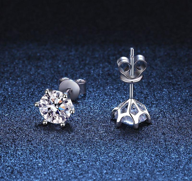 Wholesale Round Cut Moissanites Earrings S925 Sterling Silver VVS D Color Fine Jewelry for Men and Women 0.2/0.3/0.5/0.8/1/2ct