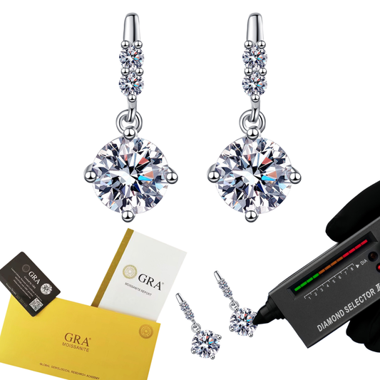 Tassel S925 Sterling Silver Round Cut Moissanite Earrings 0.5ct/1ct