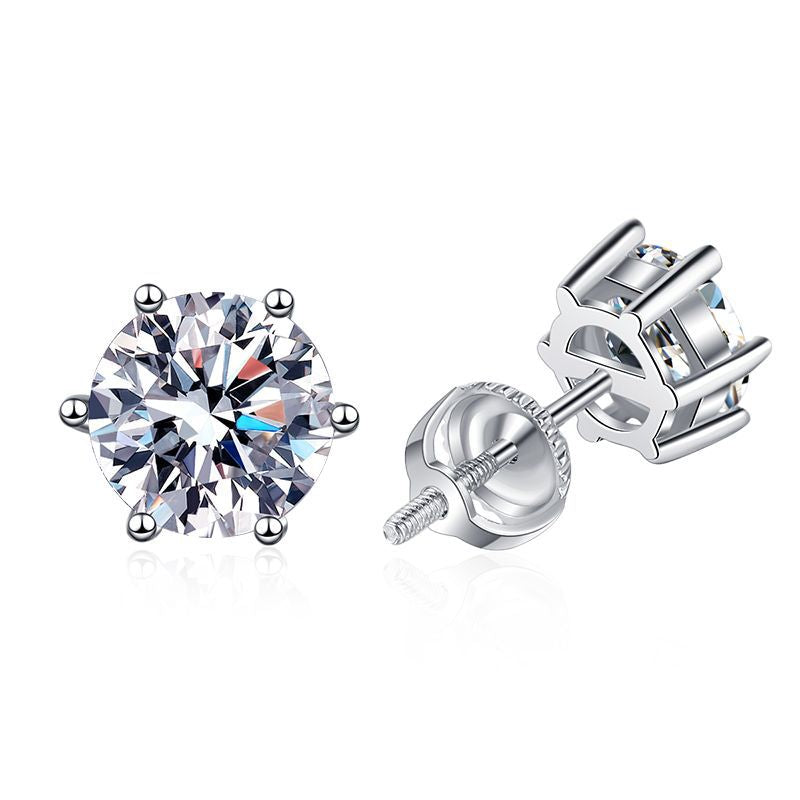 Delicate 925 Sterling Silver with 0.5/1/1.5/2 Carat Round Cut Moissanite Earrings