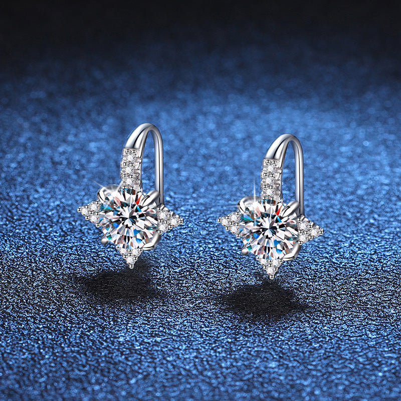 DEF Round Cut Moissanite S925 Sterling Silver Hoop Earrings 0.5ct/1ct
