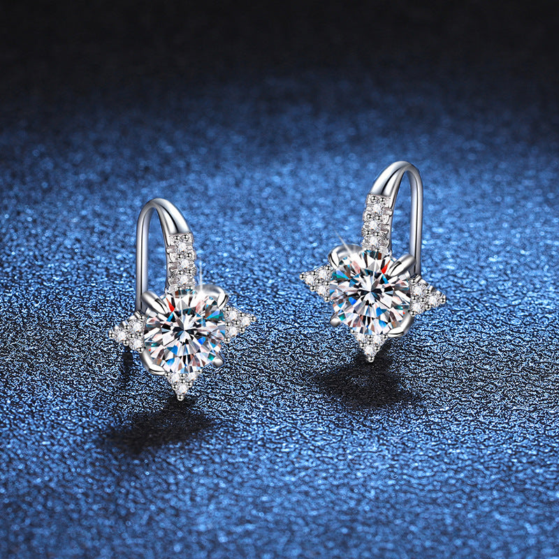 DEF Round Cut Moissanite S925 Sterling Silver Hoop Earrings 0.5ct/1ct