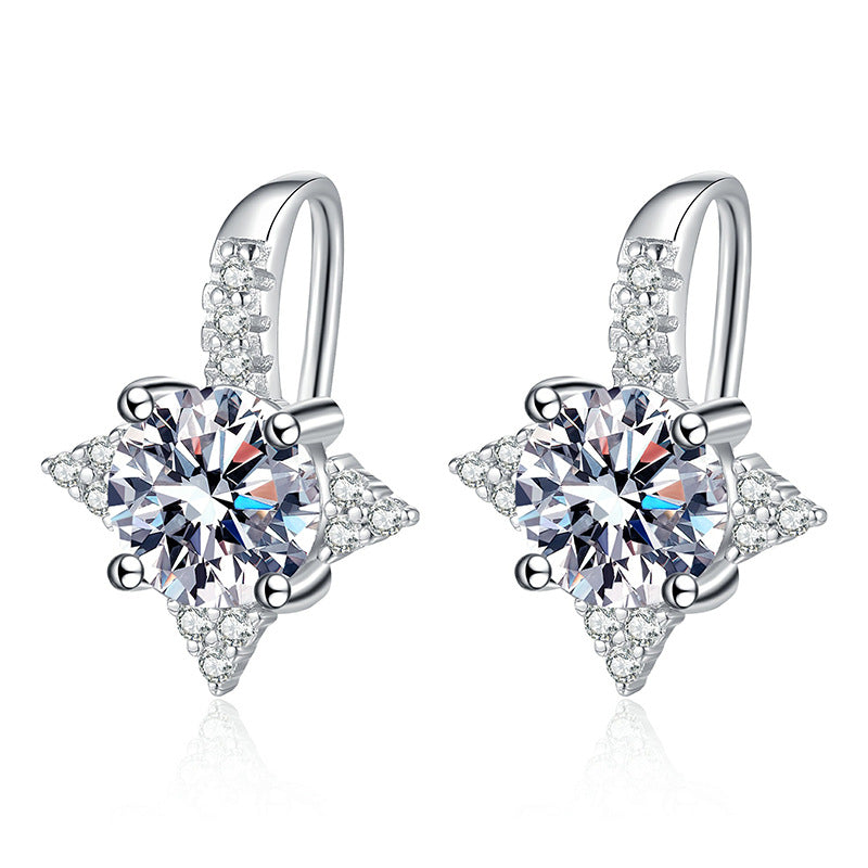 DEF Round Cut Moissanite S925 Sterling Silver Hoop Earrings 0.5ct/1ct