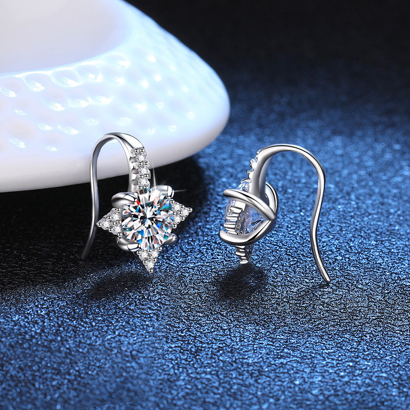 DEF Round Cut Moissanite S925 Sterling Silver Hoop Earrings 0.5ct/1ct