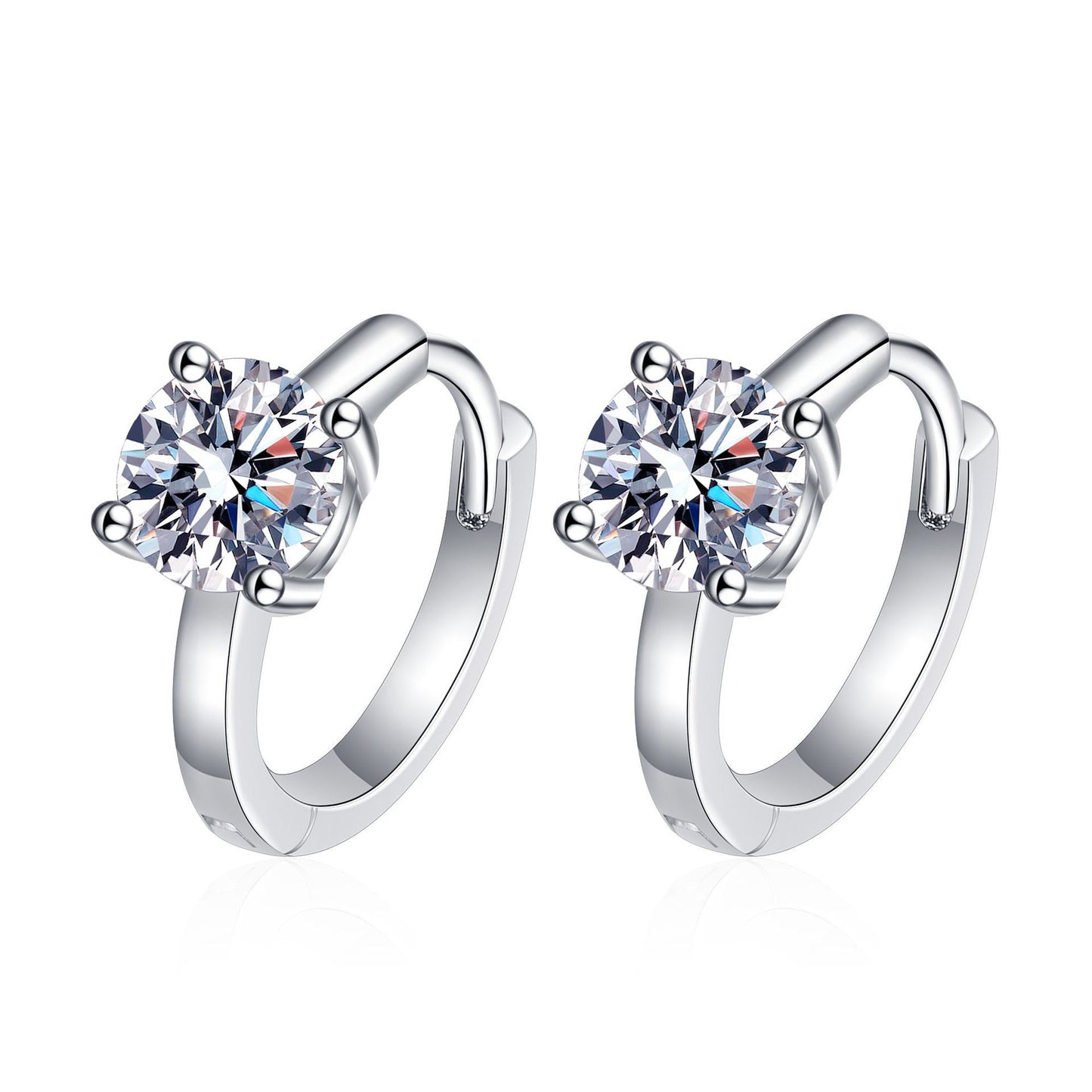 Exquisite GRA 925 Sterling Silver Round Cut Moissanite Hoop Earrings 0.5ct/1ct