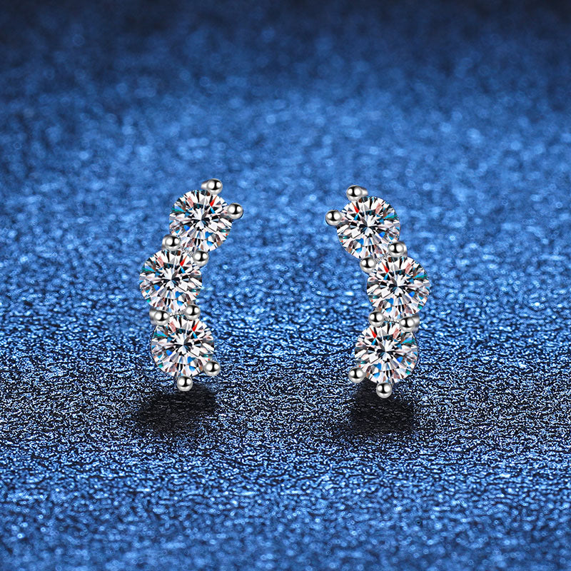 Elegant Smile S925 Sterling Silver Round Cut Moissanite Earrings 0.6ct