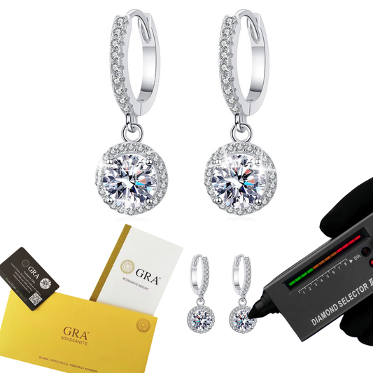 Shining 925 Sterling Silver Round Cut Moissanite Drop Earring 0.5ct/1ct