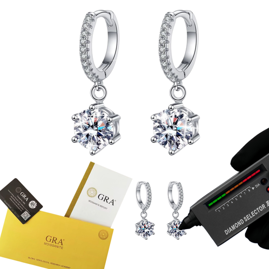 Wholesale Six Claws DEF Moissanite Drop Earrings 925 Sterling Silver Round Cut Moissanite Earrings 0.5ct/1ct