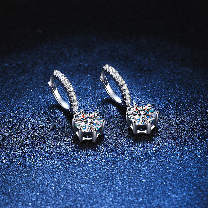 Six Claws DEF 925 Sterling Silver Round Cut Moissanite Earrings 0.5ct/1ct