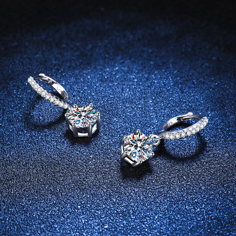 Six Claws DEF 925 Sterling Silver Round Cut Moissanite Earrings 0.5ct/1ct