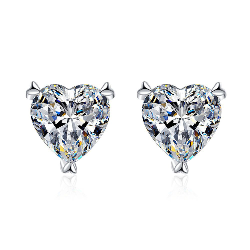 Wholesale Trendy 0.5ct 1ct Heart Cut Moissanite Earrings Stud 925 Sterling Silver Moissanite Jewelry Moissanite Stud Earrings