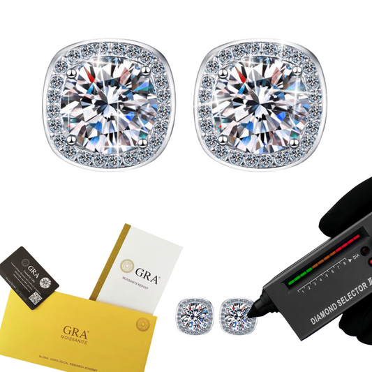 925 Sterling Silver VVS GRA Round Cut Moissanite Stud Earrings 0.5ct/1ct