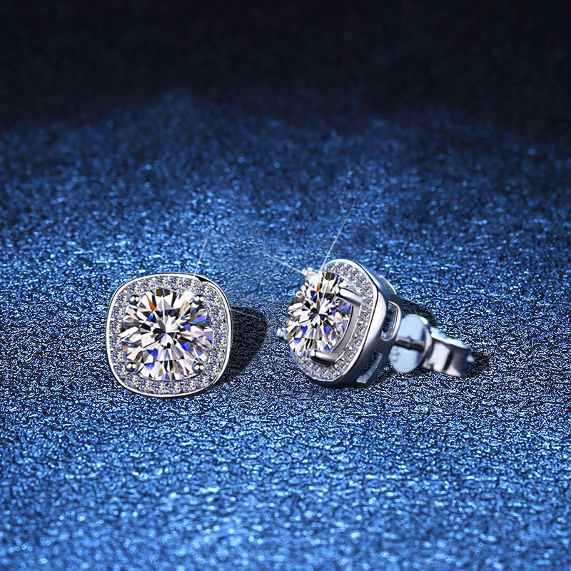 925 Sterling Silver VVS GRA Round Cut Moissanite Stud Earrings 0.5ct/1ct