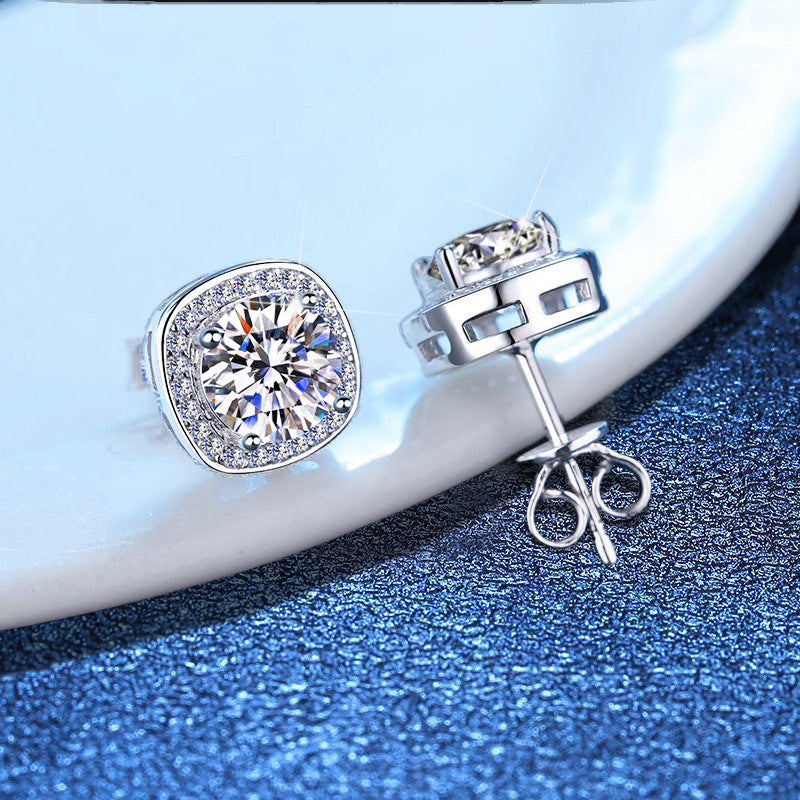 925 Sterling Silver VVS GRA Round Cut Moissanite Stud Earrings 0.5ct/1ct