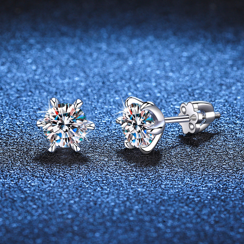 New Arrival DEF 925 Sterling Silver Round Cut Moissanite Stud Earrings