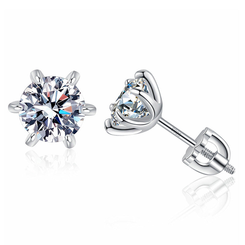 New Arrival DEF 925 Sterling Silver Round Cut Moissanite Stud Earrings
