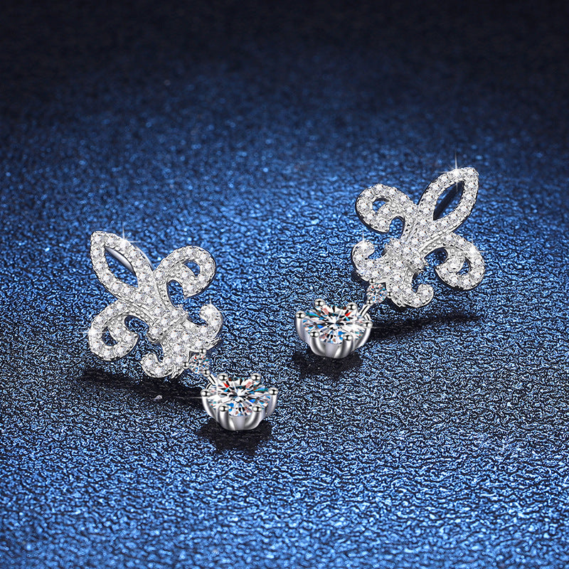 Crown Drop Earrings S925 DEF Round Cut Moissanite Earrings 0.5ct