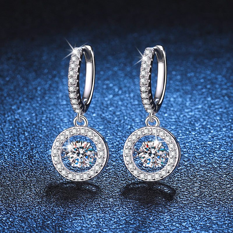 Trendy Round Shape DEF Moissanite Drop Earrings 925 Sterling Silver 0.5ct