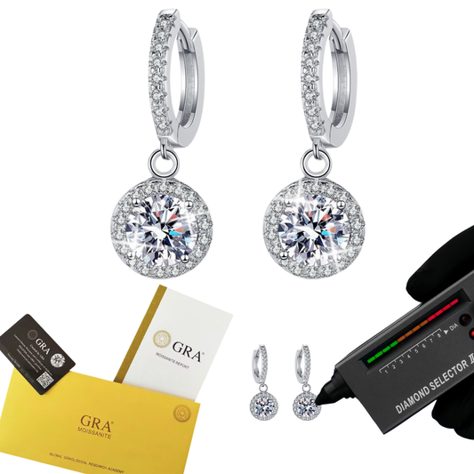 Shining 925 Sterling Silver GRA Round Cut Moissanite Drop Earring 1ct
