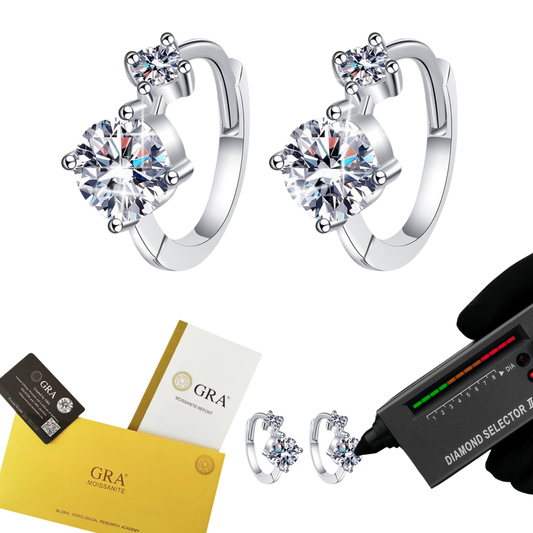 S925 Sterling Silver Rhodium Plated DEF Round Cut Moissanite Earrings Female 0.6ct