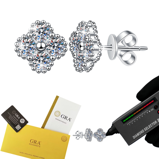 GRA Certificated 925 Sterling Silver Stud Earrings with Moissanite