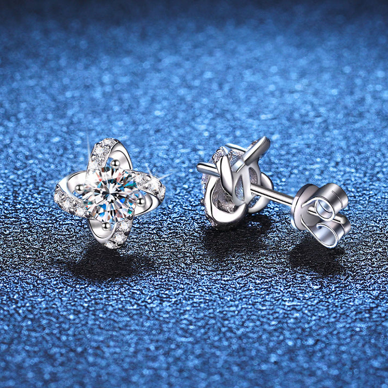 S925 Sterling Silver Round Cut Moissanite Stud Earrings GRA Certified 0.5ct