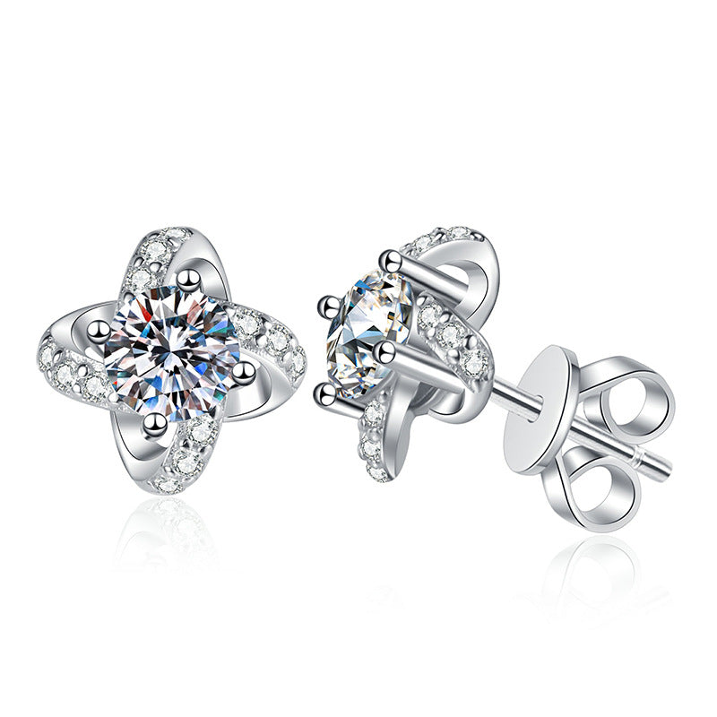 S925 Sterling Silver Round Cut Moissanite Stud Earrings GRA Certified 0.5ct