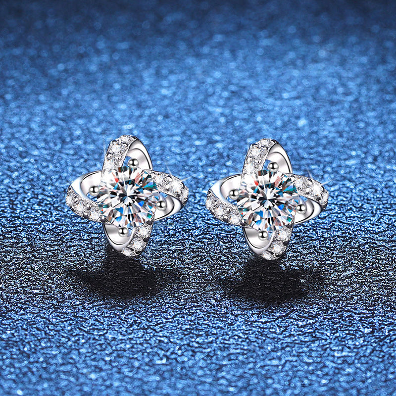 S925 Sterling Silver Round Cut Moissanite Stud Earrings GRA Certified 0.5ct