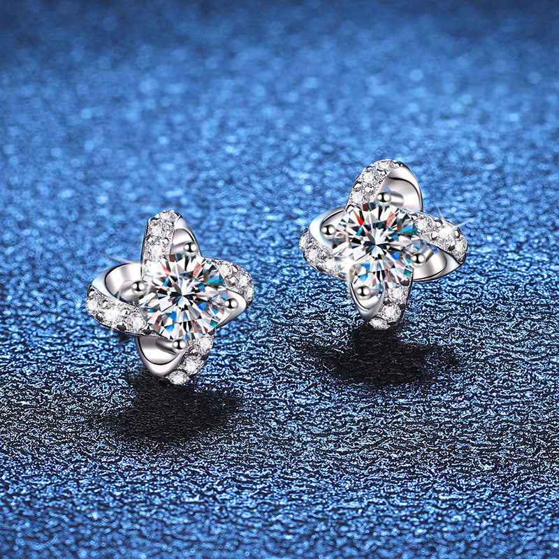 S925 Sterling Silver Round Cut Moissanite Stud Earrings GRA Certified 0.5ct