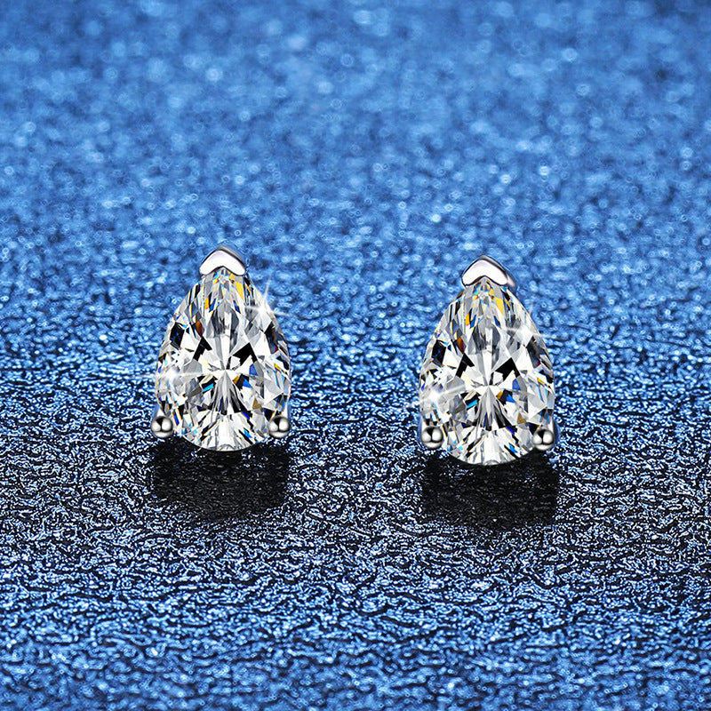 Moissanite Earrings GRA Certified Pear Cut 925 Sterling Silver 1ct
