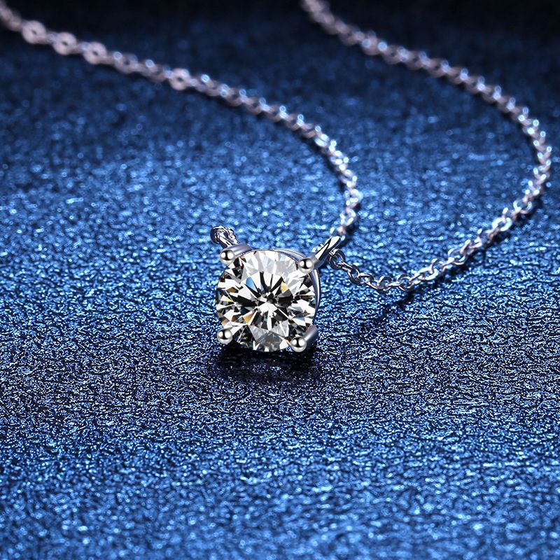 S925 Silver Moissanite Necklace Top Selling 1ct 2ct 3ct 5ct Necklace with GRA Certificate